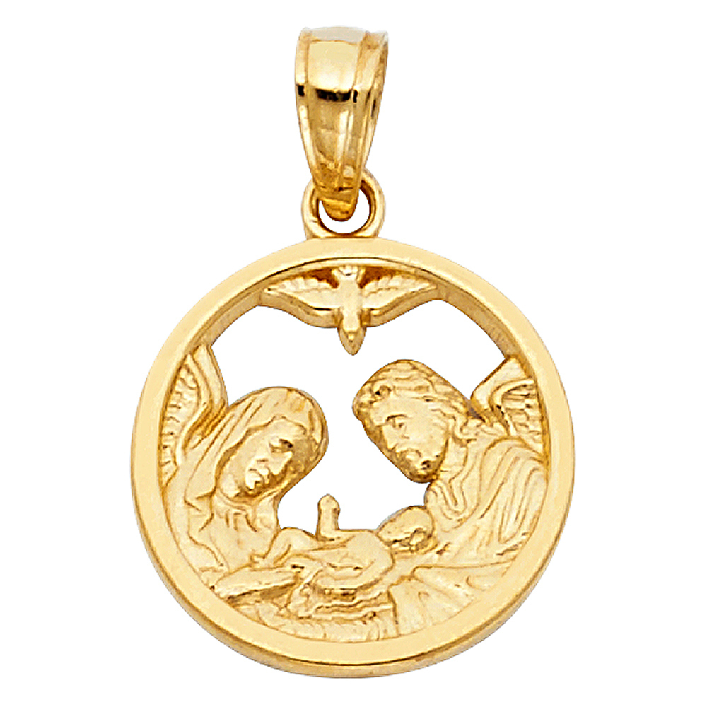 14K Yellow Gold Mini Small Baptism Cut-Out Charm Pendant